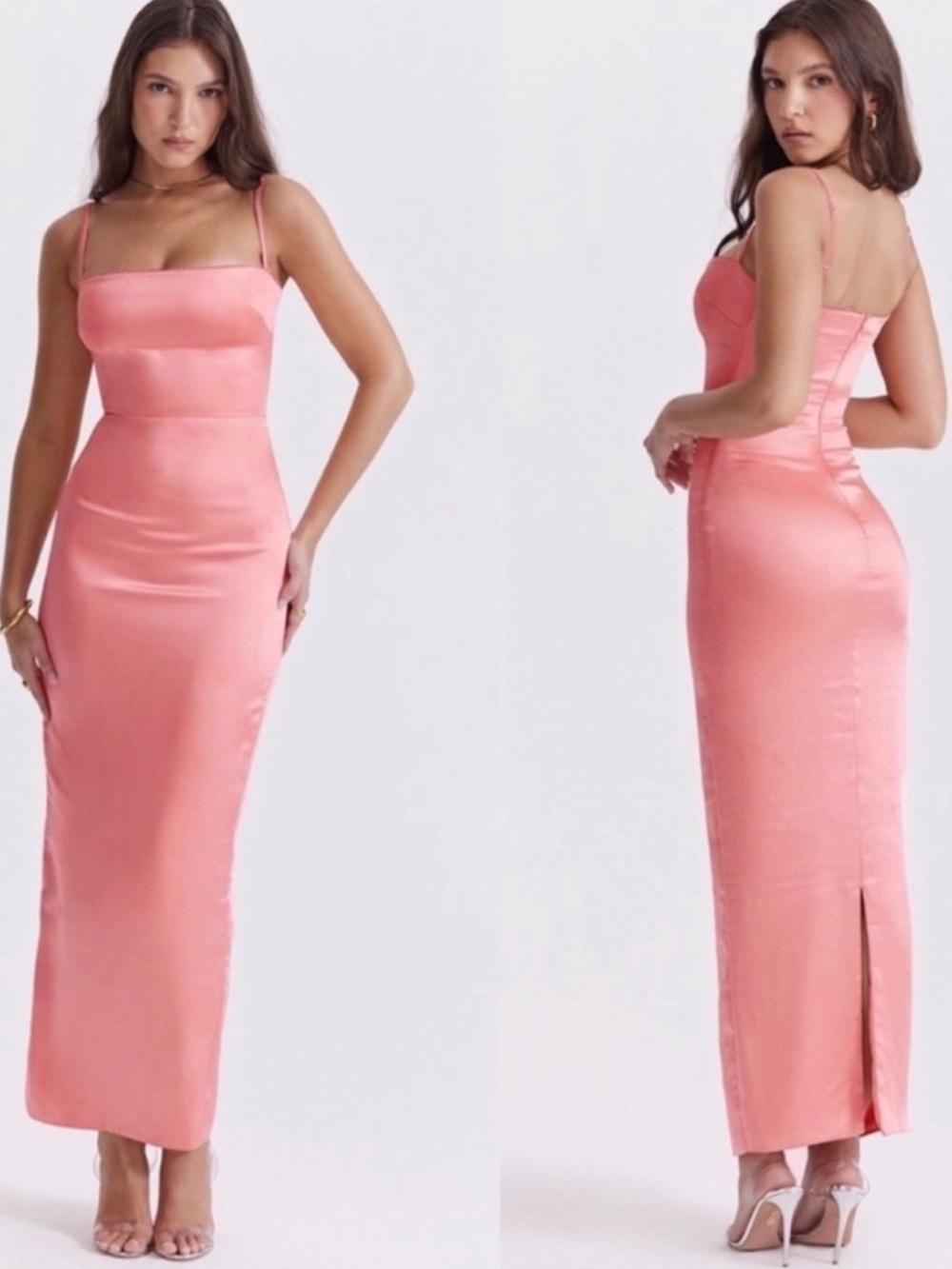 House of CB COSTANZA Bright Peach Maxi Dress Small